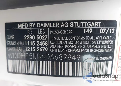 2013 Mercedes-Benz E 350 z USA, uszkodzony, nr VIN WDDHF5KB6DA682949